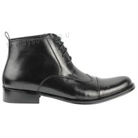 Mens Vintage Black Polished Real Leather Ankle Boots Smart Classic Retro Lace up Derby Shoes - B0774NNX6T