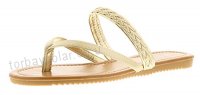 Wynsors New Ladies/Womens Gold Slip Ons Toe Post Sandals Ideal For Summer - Gold - UK Sizes 3-9 - B06Y43FT8F