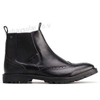 Base London Mens Bosworth Waxy Black Leather Brogue Chelsea Boots - B075BBS7KB