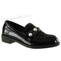 Angkorly - Women's Fashion Shoes Mocassins - bi material - slip-on - studded - pearl - patent Block Heel 3 CM - B07544HFTG