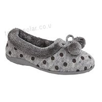 Sleepers Womens/Ladies Marge Extra Comfort Memory Foam Pom-Pom Polka Dot Cuff Slippers - B00Q3VH314