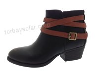 Lora Dora Womens Strappy Chunky Block Heels Warm Winter Chelsea Ankle Boots Size UK 3-8 - B0166ZNM34