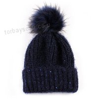 Merroyal Winter Hand Knit Faux Fur Pompoms Beanie Hat - B01MSVMQB2