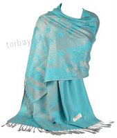 GFM Reversible Elegant Pashmina in Peacock Feathers Design - Soft Touch & Warm - Winter Autumn Scarf Shawl Wrap - B00YCW5CF0