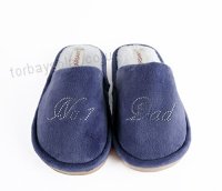 Varsany Navy Crystal No.1 Dad Best House slippers personalised Rhinestone home slippers gift -