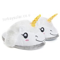 Cute Soft Plush Unicorn Slippers Fleece House Shoes for Winter Plush Lounge Footwear - Christmas or Birthday Gift - UK Size 3-10 White -