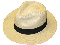 STRAW CRUSHABLE FOLDABLE SUMMER PANAMA FEDORA TRILBY HAT WITH BAND - B00J3ZC21S
